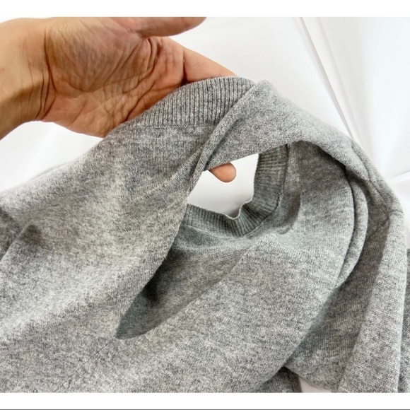 ALC Womens Sz S Heather Gray Wool Cashmere Cut Out Twisted Back Pullover Sweater - Picture 6 of 9